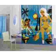Rideau de Douche 'Miami' en PVC 180x200 cm BLEU